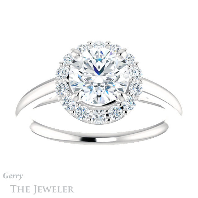 Round Cut Forever One Moissanite Engagement Ring #GTJ1151-round-fo-w 1 Round Cut Forever One Moissanite Engagement Ring #GTJ1151-round-fo-w