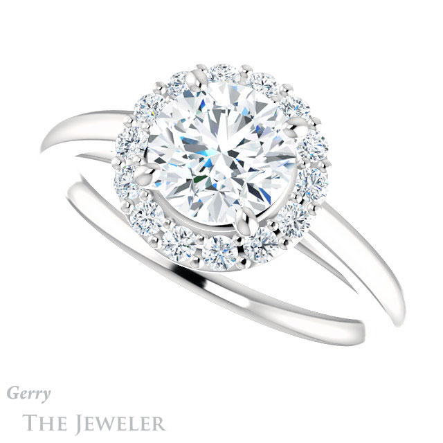 Round Cut Forever One Moissanite Engagement Ring #GTJ1151-round-fo-w 5 Round Cut Forever One Moissanite Engagement Ring #GTJ1151-round-fo-w