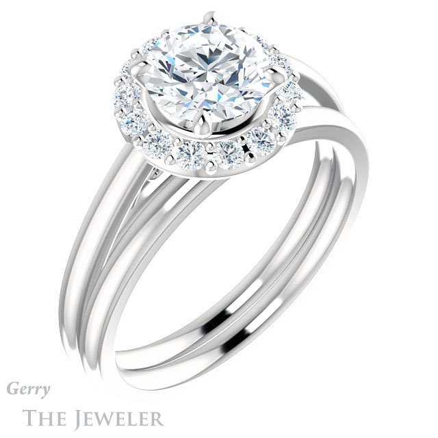 Round Cut Forever One Moissanite Engagement Ring #GTJ1151-round-fo-w 6 Round Cut Forever One Moissanite Engagement Ring #GTJ1151-round-fo-w