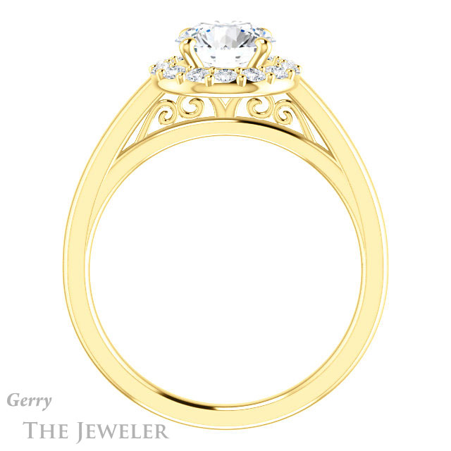 Round Cut Forever One Moissanite Engagement Ring #GTJ1151-round-fo-y