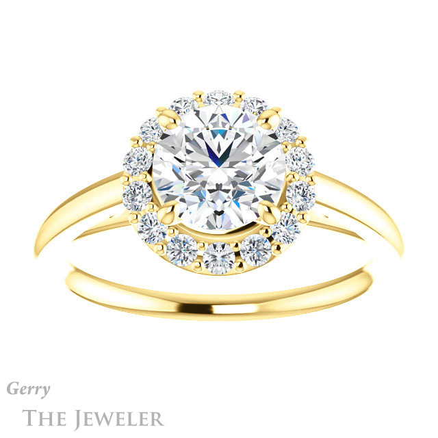 Round Cut Forever One Moissanite Engagement Ring #GTJ1151-round-fo-y