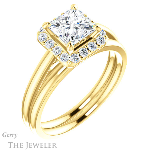 Princess Cut Forever One Moissanite Engagement Ring #GTJ1151-square-fo-y