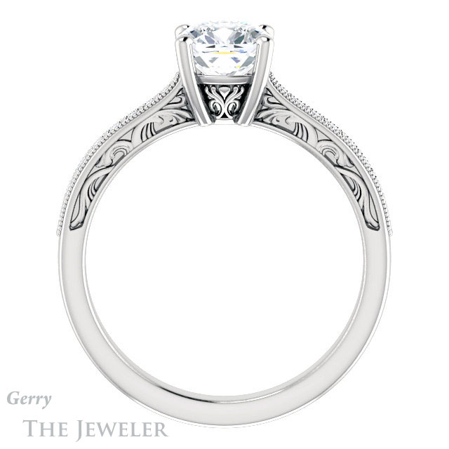 Cushion Cut Forever One Moissanite Engagement Ring #GTJ1152-cushion-fo-w