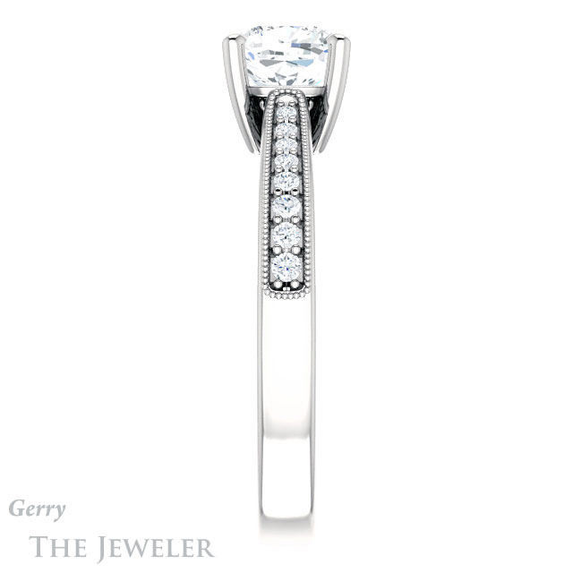 Cushion Cut Forever One Moissanite Engagement Ring #GTJ1152-cushion-fo-w
