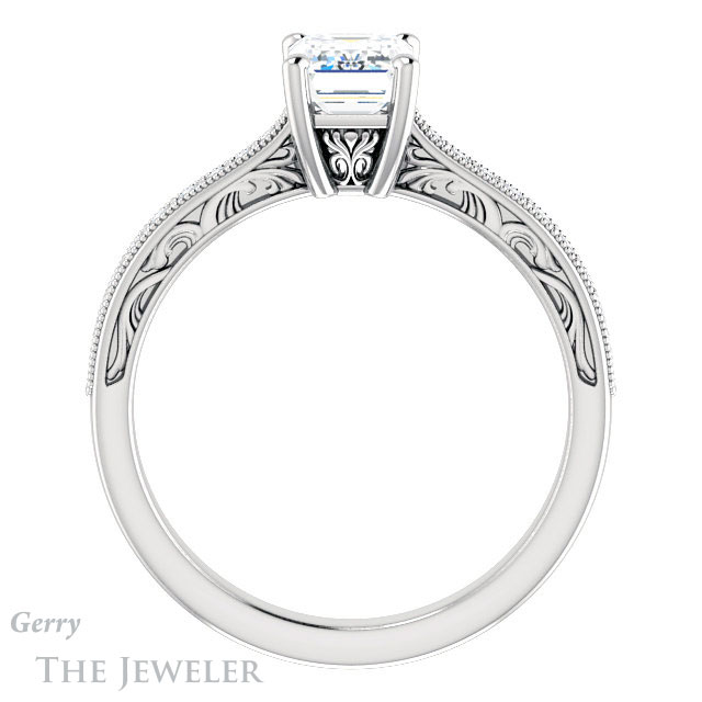 Emerald Cut Forever Brilliant Moissanite Engagement Ring #GTJ1152-emerald-fb-w