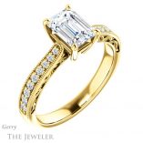 Emerald Cut Forever One Moissanite Engagement Ring #GTJ1152-emerald-fb-y 4 Emerald Cut Forever Brilliant Moissanite Engagement Ring #GTJ1152-emerald-fb-y