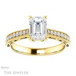 Emerald Cut Forever One Moissanite Engagement Ring #GTJ1152-emerald-fb-y 1 Emerald Cut Forever Brilliant Moissanite Engagement Ring #GTJ1152-emerald-fb-y