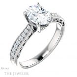 Oval Shaped Forever One Moissanite Engagement Ring #GTJ1152-oval-fo-w 4 Oval Shaped Forever One Moissanite Engagement Ring #GTJ1152-oval-fo-w