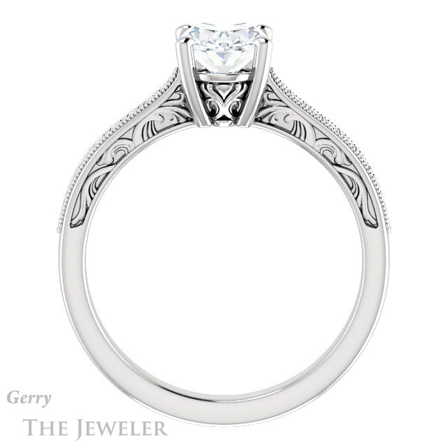 Oval Shaped Forever One Moissanite Engagement Ring #GTJ1152-oval-fo-w 2 Oval Shaped Forever One Moissanite Engagement Ring #GTJ1152-oval-fo-w