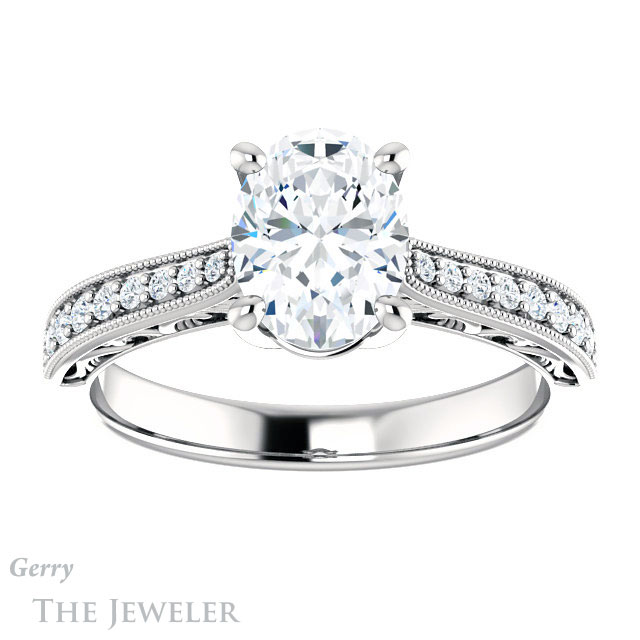 Oval Shaped Forever One Moissanite Engagement Ring #GTJ1152-oval-fo-w 1 Oval Shaped Forever One Moissanite Engagement Ring #GTJ1152-oval-fo-w