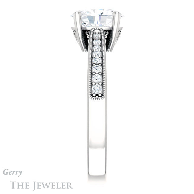 Oval Shaped Forever One Moissanite Engagement Ring #GTJ1152-oval-fo-w 3 Oval Shaped Forever One Moissanite Engagement Ring #GTJ1152-oval-fo-w