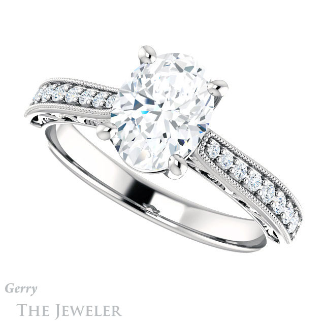 Oval Shaped Forever One Moissanite Engagement Ring #GTJ1152-oval-fo-w 5 Oval Shaped Forever One Moissanite Engagement Ring #GTJ1152-oval-fo-w