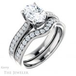 Oval Shaped Forever One Moissanite Engagement Ring #GTJ1152-oval-fo-w 6 Oval Shaped Forever One Moissanite Engagement Ring #GTJ1152-oval-fo-w