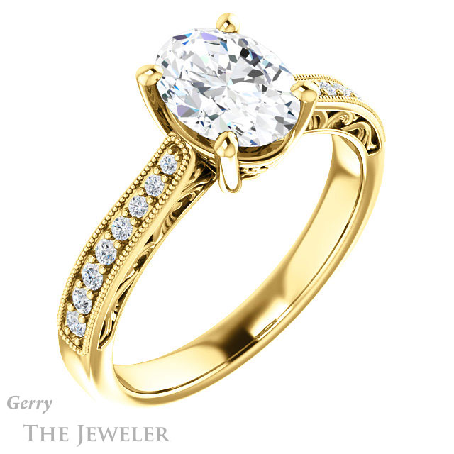 Oval Shaped Forever One Moissanite Engagement Ring #GTJ1152-oval-fo-y 4 Oval Shaped Forever One Moissanite Engagement Ring #GTJ1152-oval-fo-y
