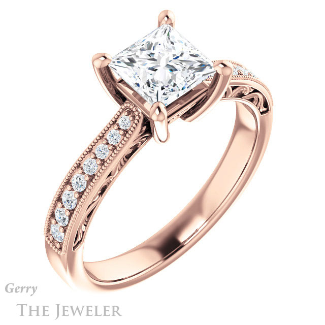 Princess Cut Forever One Moissanite Engagement Ring #GTJ1152-square-fo-r 4 Princess Cut Forever One Moissanite Engagement Ring #GTJ1152-square-fo-r