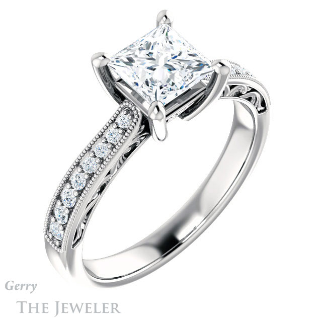 Princess Cut Forever One Moissanite Engagement Ring #GTJ1152-square-fo-w