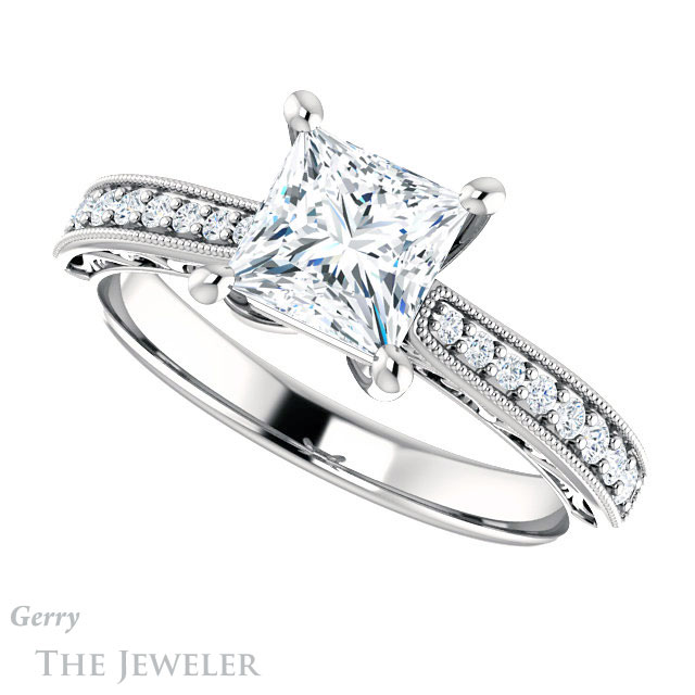 Princess Cut Forever One Moissanite Engagement Ring #GTJ1152-square-fo-w