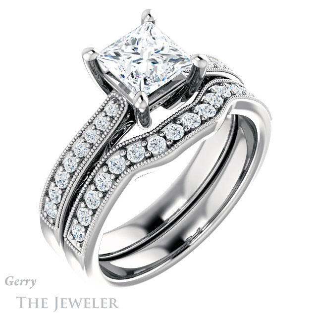 Princess Cut Forever One Moissanite Engagement Ring #GTJ1152-square-fo-w