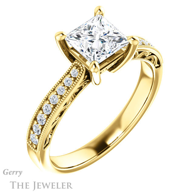 Princess Cut Forever One Moissanite Engagement Ring #GTJ1152-square-fo-y