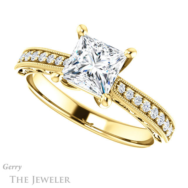 Princess Cut Forever One Moissanite Engagement Ring #GTJ1152-square-fo-y