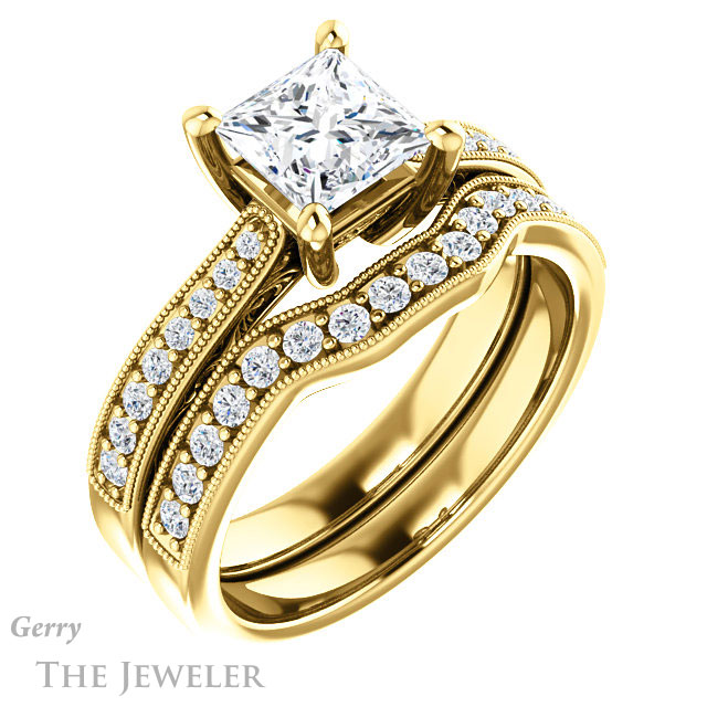 Princess Cut Forever One Moissanite Engagement Ring #GTJ1152-square-fo-y