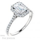 Emerald Cut Forever One Moissanite Engagement Ring #GTJ1153-emerald-fb-w 4 Emerald Cut Forever Brilliant Moissanite Engagement Ring #GTJ1153-emerald-fb-w