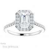 Emerald Cut Forever One Moissanite Engagement Ring #GTJ1153-emerald-fb-w 1 Emerald Cut Forever Brilliant Moissanite Engagement Ring #GTJ1153-emerald-fb-w