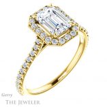 Emerald Cut Forever One Moissanite Engagement Ring #GTJ1153-emerald-fb-y 4 Emerald Cut Forever Brilliant Moissanite Engagement Ring #GTJ1153-emerald-fb-y