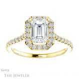Emerald Cut Forever One Moissanite Engagement Ring #GTJ1153-emerald-fb-y 1 Emerald Cut Forever Brilliant Moissanite Engagement Ring #GTJ1153-emerald-fb-y