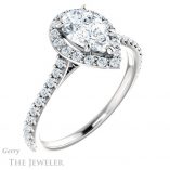 Pear Shaped Forever One Moissanite Engagement Ring #GTJ1153-pear-fb-w 4 Pear Shaped Forever Brilliant Moissanite Engagement Ring #GTJ1153-pear-fb-w