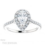 Pear Shaped Forever One Moissanite Engagement Ring #GTJ1153-pear-fb-w 1 Pear Shaped Forever Brilliant Moissanite Engagement Ring #GTJ1153-pear-fb-w