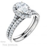 Pear Shaped Forever One Moissanite Engagement Ring #GTJ1153-pear-fb-w 6 Pear Shaped Forever Brilliant Moissanite Engagement Ring #GTJ1153-pear-fb-w