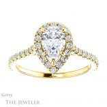 Pear Shaped Forever One Moissanite Engagement Ring #GTJ1153-pear-fb-y 1 Pear Shaped Forever Brilliant Moissanite Engagement Ring #GTJ1153-pear-fb-y