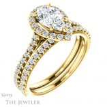 Pear Shaped Forever One Moissanite Engagement Ring #GTJ1153-pear-fb-y 6 Pear Shaped Forever Brilliant Moissanite Engagement Ring #GTJ1153-pear-fb-y