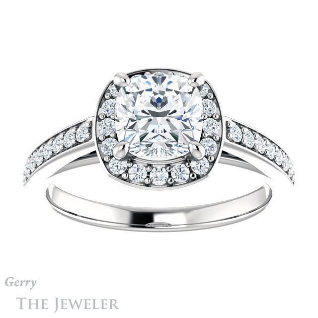 Cushion Cut Forever One Moissanite Engagement Ring #GTJ1154-cushion-fo-w