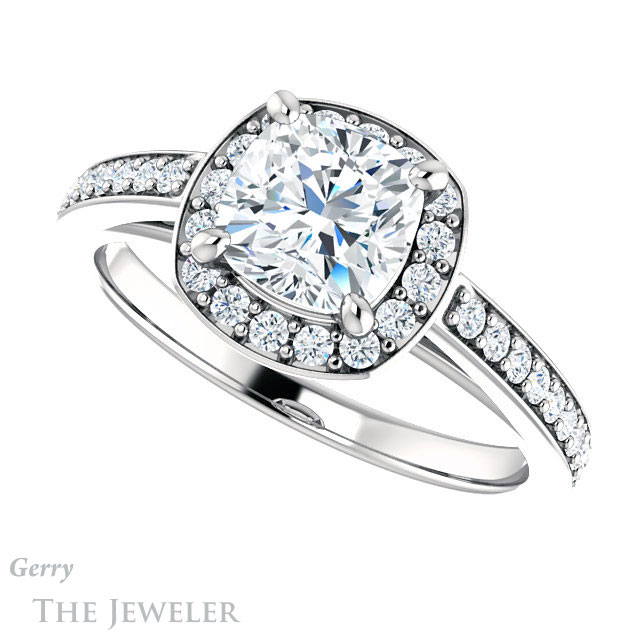 Cushion Cut Forever One Moissanite Engagement Ring #GTJ1154-cushion-fo-w