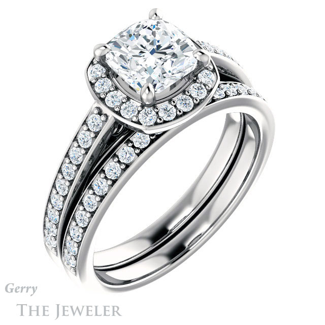 Cushion Cut Forever One Moissanite Engagement Ring #GTJ1154-cushion-fo-w