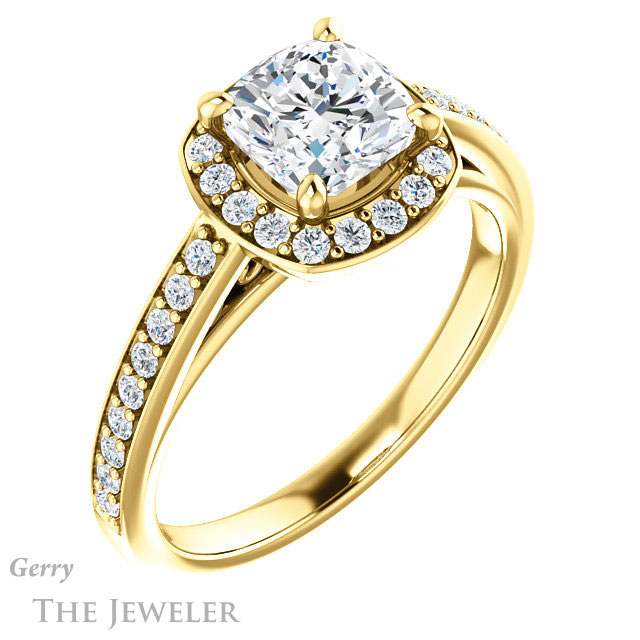 Cushion Cut Forever One Moissanite Engagement Ring #GTJ1154-cushion-fo-y