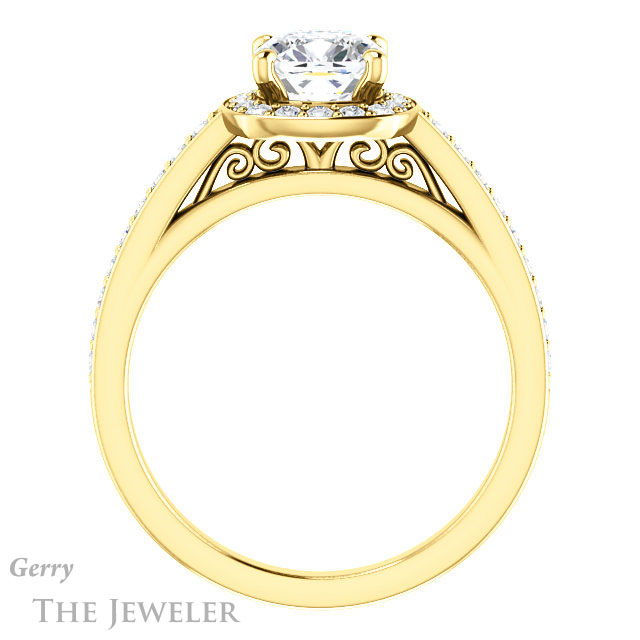 Cushion Cut Forever One Moissanite Engagement Ring #GTJ1154-cushion-fo-y