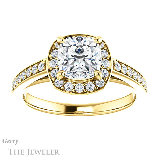 Cushion Cut Forever One Moissanite Engagement Ring #GTJ1154-cushion-fo-y
