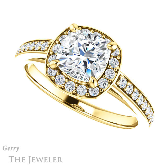 Cushion Cut Forever One Moissanite Engagement Ring #GTJ1154-cushion-fo-y