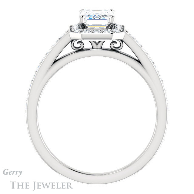 Emerald Cut Forever Brilliant Moissanite Engagement Ring #GTJ1154-emerald-fb-w