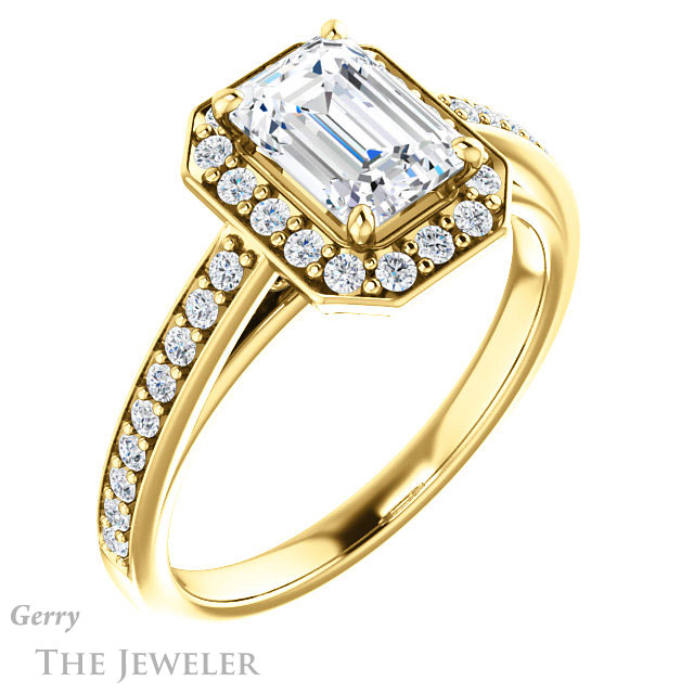 Emerald Cut Forever Brilliant Moissanite Engagement Ring #GTJ1154-emerald-fb-y