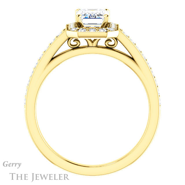 Emerald Cut Forever Brilliant Moissanite Engagement Ring #GTJ1154-emerald-fb-y