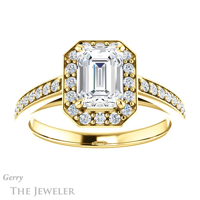 Emerald Cut Forever Brilliant Moissanite Engagement Ring #GTJ1154-emerald-fb-y