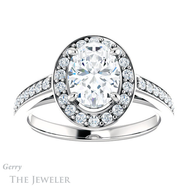 Oval Shaped Forever One Moissanite Engagement Ring #GTJ1154-oval-fo-w