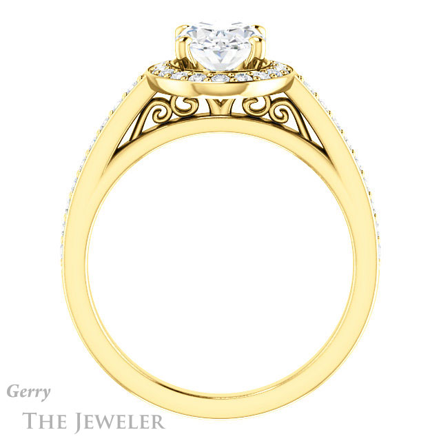 Oval Shaped Forever One Moissanite Engagement Ring #GTJ1154-oval-fo-y