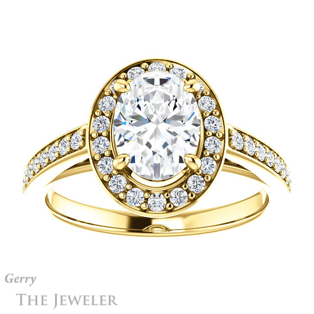 Oval Shaped Forever One Moissanite Engagement Ring #GTJ1154-oval-fo-y