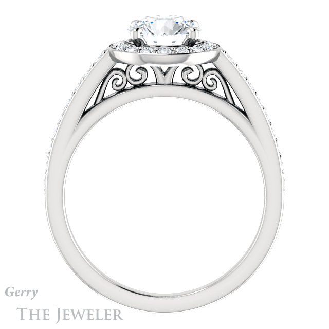 Round Cut Forever One Moissanite Engagement Ring #GTJ1154-round-fo-w