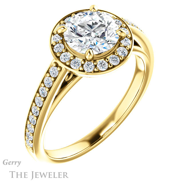 Round Cut Forever One Moissanite Engagement Ring #GTJ1154-round-fo-y 4 Round Cut Forever One Moissanite Engagement Ring #GTJ1154-round-fo-y
